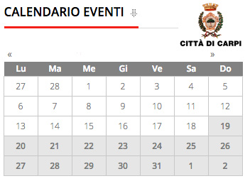 calendario eventi in Citta'